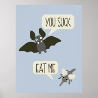 Gracioso murciélago y mosquito Personalizado Azul 