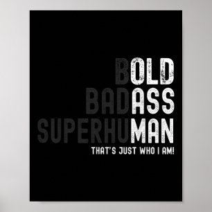 Póster Gracioso negrita Hombre viejo súper humano papá ab