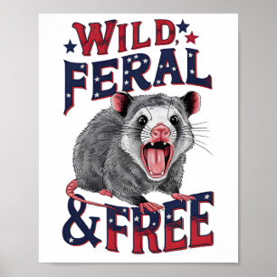 Póster Gracioso Opossum Wild Feral Y Possum Libre