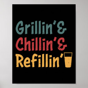 Póster Gracioso padre de parrillada vintage - Relleno chi