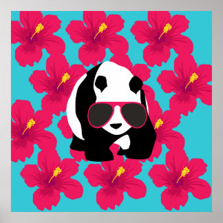 Póster Gracioso Panda Bear Beach Bum Guay Gafas de sol Tr