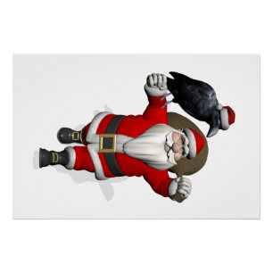 Póster Gracioso Papá Noel con Raven Común