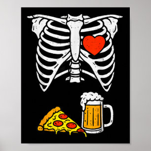 Póster Gracioso papa Skeleton Beer Zza Halloween Disstume