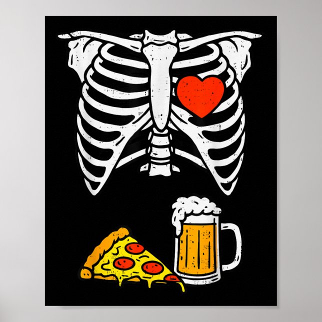 Póster Gracioso papa Skeleton Beer Zza Halloween Disstume (Frente)