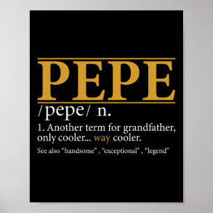 Póster Gracioso Pepe Definition Fathers Day Gift Grandpa