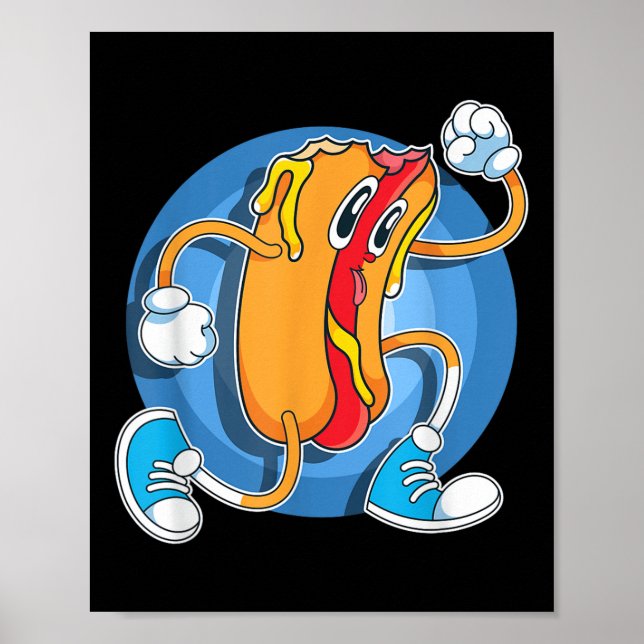 Póster Gracioso perro caliente de la comida rápida Franks (Frente)