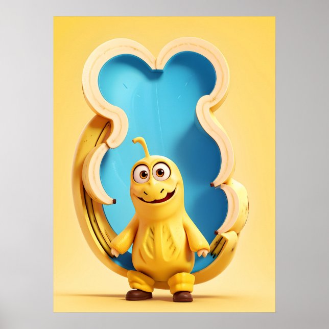 Póster Gracioso personaje bananero (Frente)