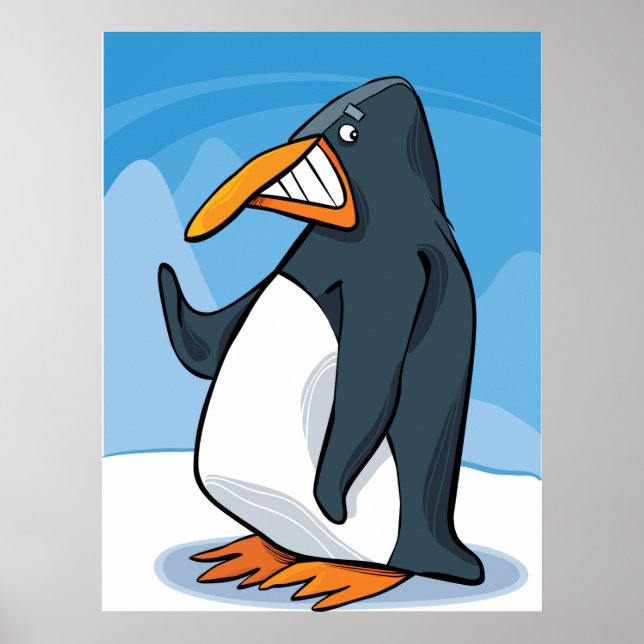 Póster Gracioso Personalizado de Pingüinos Enfadados, Gua (Frente)