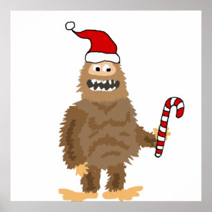 Póster Gracioso pie en Santa hat Navidad Personalizado