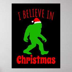Póster Gracioso Pie Grande Que Creo En Los Navidades
