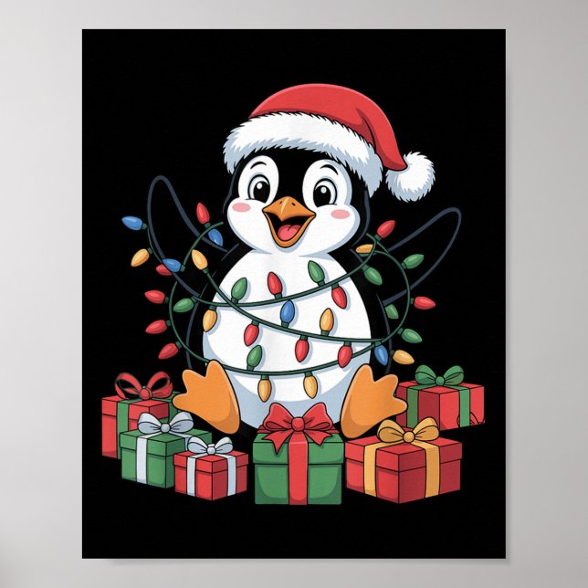 Póster Gracioso Pingüino Santa Hat Animals Amancia a Cris (Frente)