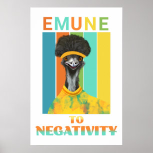 Póster Gracioso piño de pájaro de Emu - inmune a la negat