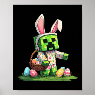 Póster Gracioso Pixel Bunny Easter Egg Hunt Gamer inspira
