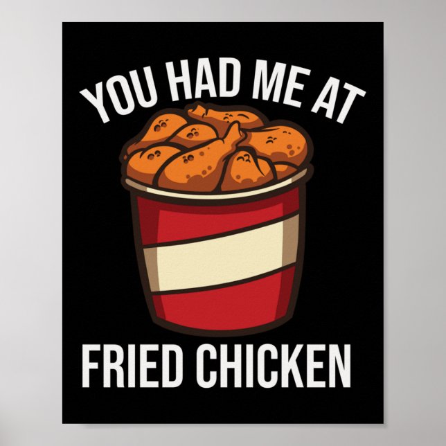 Póster Gracioso pollo frito Lover Fast Food Bbq Grill Dru (Frente)