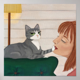 Póster Gracioso Poster de gatos - Rechazo de afecto