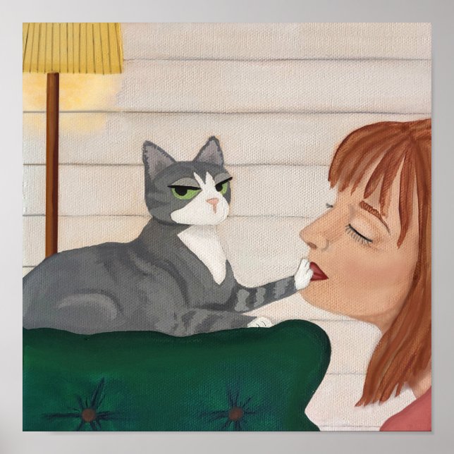 Póster Gracioso Poster de gatos - Rechazo de afecto (Frente)