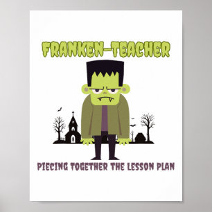 Póster Gracioso profesor de Halloween Shirt Franken-profe