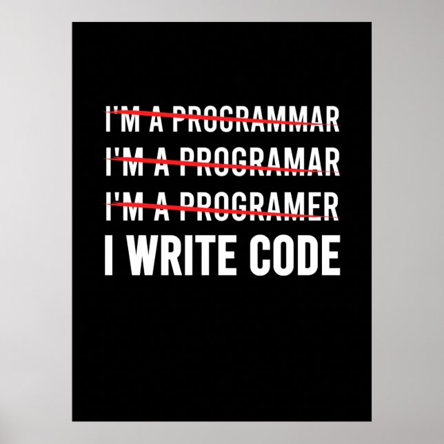 Póster Gracioso programador I Wite Code (Frente)