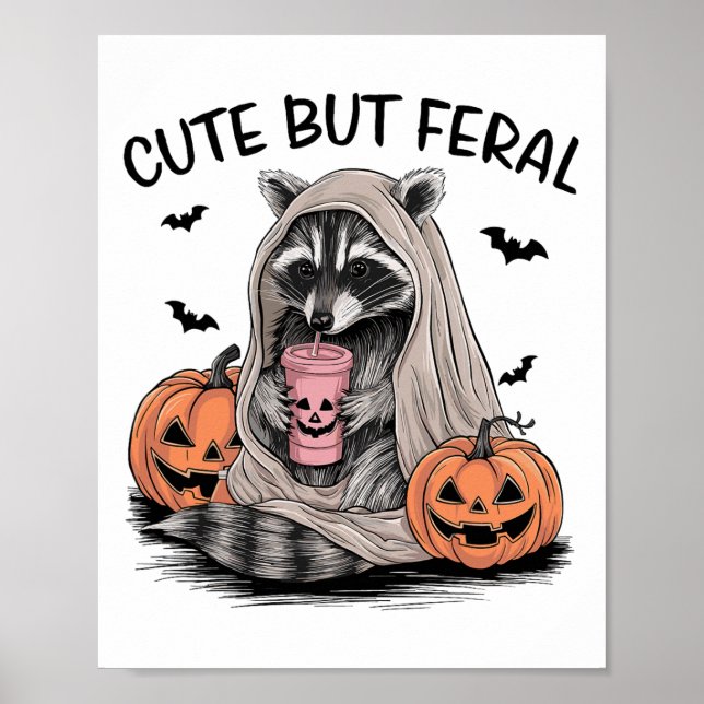 Póster Gracioso Racco De Halloween Con Calabazas Ts - Cut (Frente)