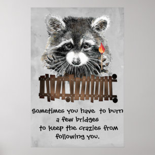 Póster Gracioso Raccoon Imprimible Poster Humor y Sass