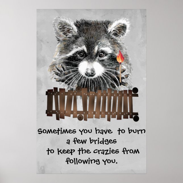 Póster Gracioso Raccoon Imprimible Poster Humor y Sass (Frente)