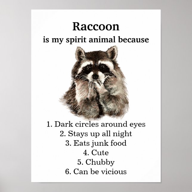 Póster Gracioso Raccoon Spirit Animal Humor (Frente)