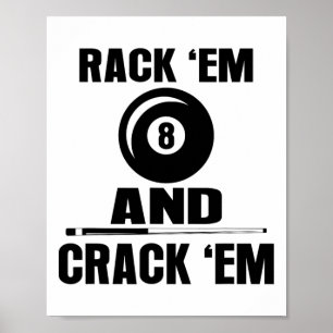 Póster Gracioso Rack Em Y Crack Em Billiard Pool Billiard