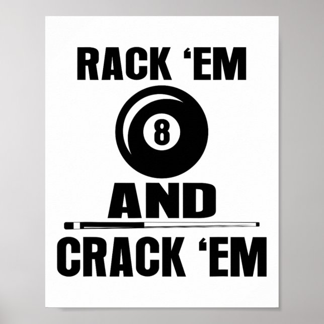 Póster Gracioso Rack Em Y Crack Em Billiard Pool Billiard (Frente)