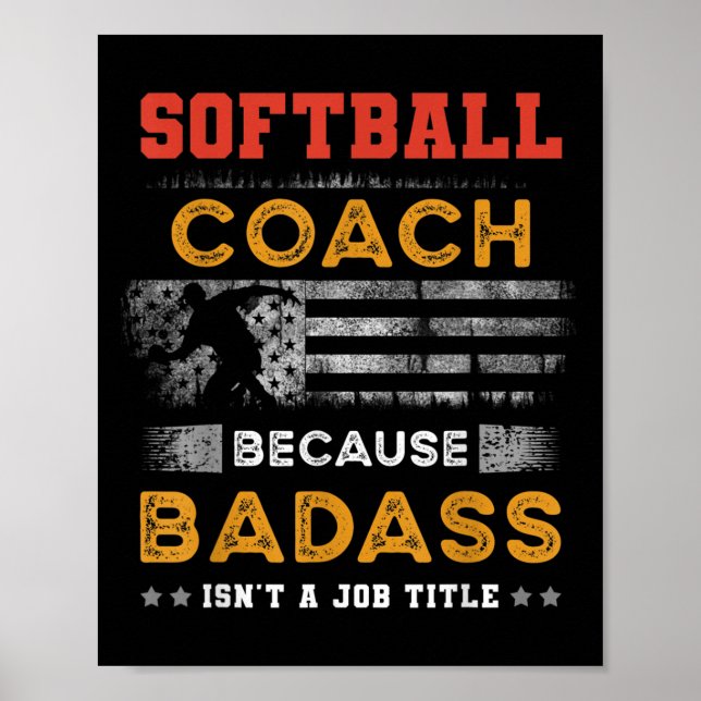 Póster Gracioso Regalo De Entrenador De Softball Para Hom (Frente)