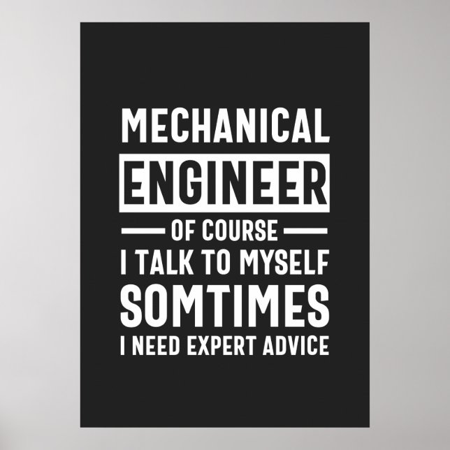 Póster Gracioso regalo de ingeniero mecánico (Frente)