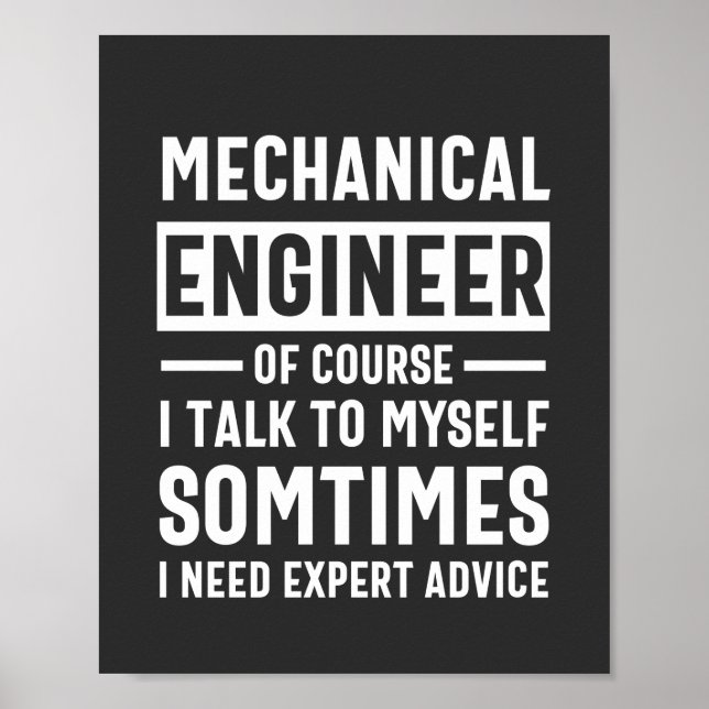 Póster Gracioso regalo de ingeniero mecánico (Frente)
