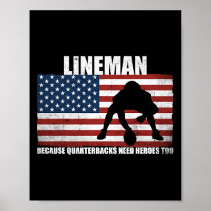 Póster Gracioso Regalo Para El Futbolista Lineman