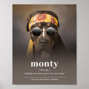Póster Gracioso retrato de perro hippie - agrega el nombr