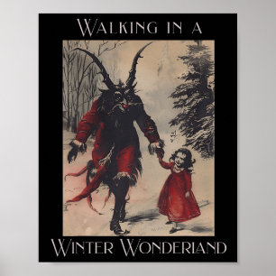 Póster Gracioso Retro Caminando En Invierno Maravilla Mer