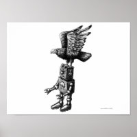 Gracioso robot con lápiz de tinta con águila dibuj