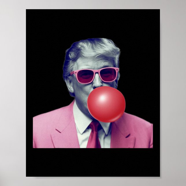 Póster Gracioso Rosa Donald Trump Bubble Gum Tee (Frente)