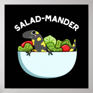 Póster Gracioso salamander Animal Pun Dark BG