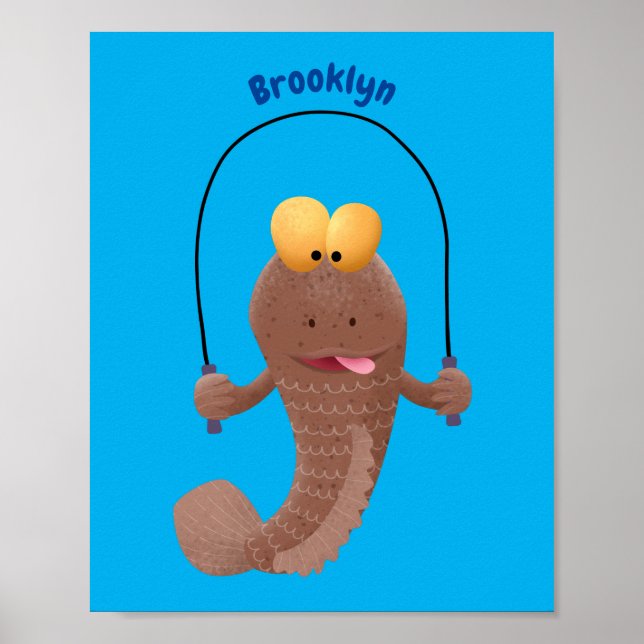 Póster Gracioso saltando a la personalizado de pescado de (Frente)