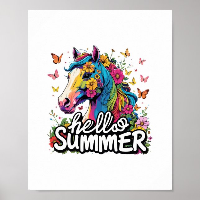 Póster Gracioso saludo caballo de verano (Frente)
