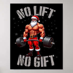 Póster Gracioso Santa Claus Halterofilia Sin ascensor No