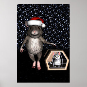 Póster Gracioso Santa Claus Mouse