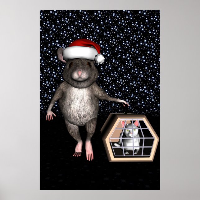Póster Gracioso Santa Claus Mouse (Frente)