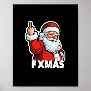 Póster Gracioso Santa F Navidad anti Holiday Bah Humbug N
