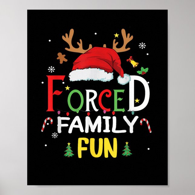 Póster Gracioso Santa Hat obligó a la familia a divertirs (Frente)