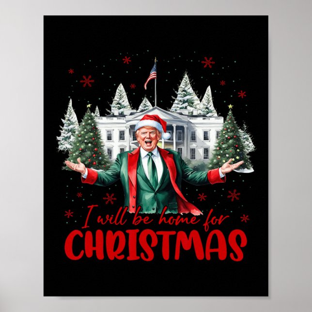 Póster Gracioso Santa Trump Estaré en casa para el árbol  (Frente)