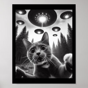 Póster Gracioso Selfie De Gato Con Hombres Selfie De Gato