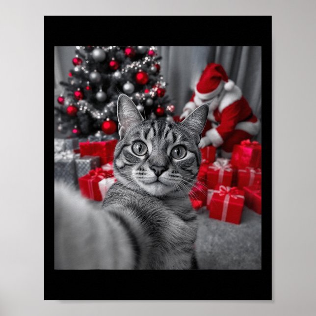 Póster Gracioso Selfie De Gato Con Meme De Navidades De S (Frente)