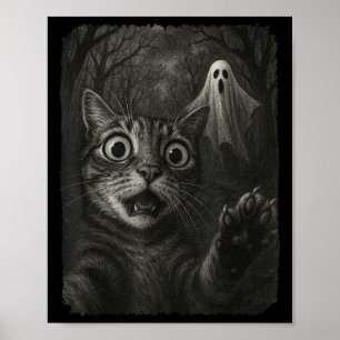 Póster Gracioso Selfie De Gato De Halloween Con Soky Cat