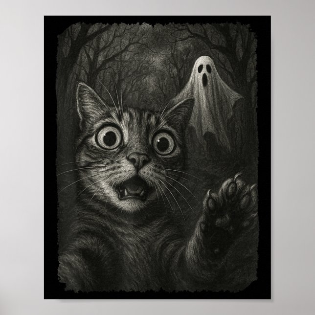 Póster Gracioso Selfie De Gato De Halloween Con Soky Cat  (Frente)