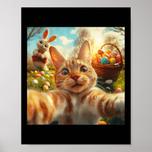 Póster Gracioso Selfie De Gato De Pascua Con Adultos Cone